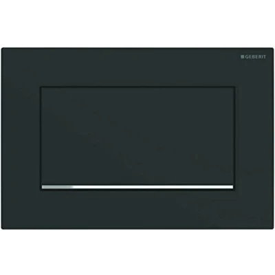 Image of Geberit Sigma 30 115893141 Actuator Plate for Flush Stop Flushes, Front Actuation, Panel + Buttons Matt Black Stripes Chrome