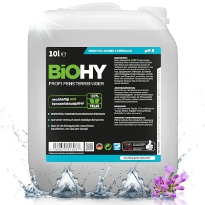 Image of BiOHY Professional Window Cleaner (10l Canister) Glass Concentrate, Ideal for All Vacuum Cleaners Streak Free Cleaning of &amp; (Profi Fensterreiniger)