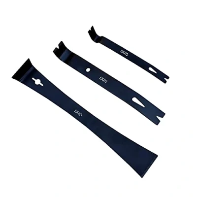 Image of EXXO TOOLS Pry Bar Scraper Set 3 Piece 5 1/2&quot; Flat 7 9 Trim Tool Nail Puller Tack Pc Utility Removal