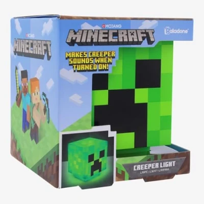 Image of Minecraft Creeper Desk Light with Official Sounds, Handheld Night for Kids Room or Gamer Décor Officially Licensed Gifts Paladone