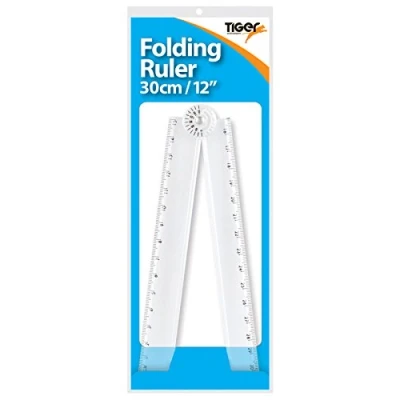 Image of Tiger Folding Plastic Ruler with Protractor Grade + mm A...