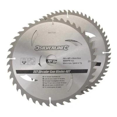 Image of Silverline TCT Circular Saw Blades 40, 60T 2pk 250 x 30 25, 20, 16mm Rings