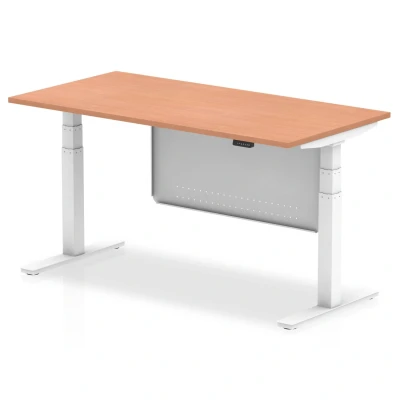 Image of Air 1600x800 Height Adjustable Desk Beech White Leg Modesty Panel