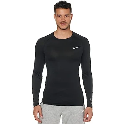 Image of NIKE Np Dri Fit Mock Longsleeve Shirt Black/White XXL