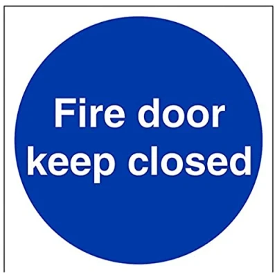 Image of VSafety Fire Door Keep Closed Sign Square 150mm x 1mm Rigid Plastic