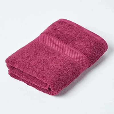 Image of HOMESCAPES Burgundy Turkish Cotton Hand Towel Super Soft Thick &amp; Absorbent 500 GSM Heavy Weight for everyday Luxury