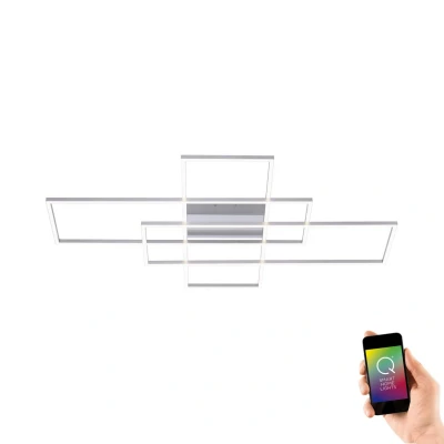 Image of Q Inigo Integrated LED Semi Flush Ceiling Light Steel 3x 18W 2700 5000K Dimmable