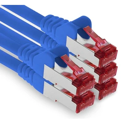 Image of 1aTTack.de 2m Cat6 Lan Ethernet Cable Patch Network Cat 6 1000 Mbit/s RJ45 Plug Internet for TV Computer switch Gaming etc. blue 5 pieces