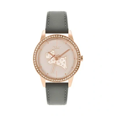 Image of RADLEY Ladies Grey Leather Strap Etched Dog Logo Watch RY21182
