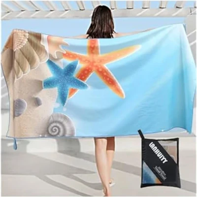 Image of LANHUIYY Microfiber Beach towel, 160x80cm Super Soft, Easy Care, Yoga, Travel, Swimming towels for adults,Quick Dry &amp; Light Weight Travel Towel. (L001)