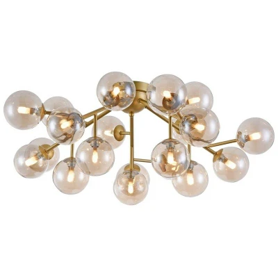 Image of Dallas Semi Flush Ceiling Lamp Gold, 20 Light, G9
