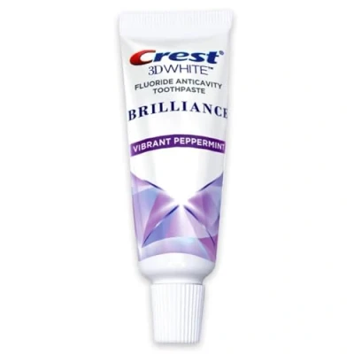 Image of Crest 3D White Brilliance Toothpaste, Vibrant Peppermint, Travel Size, 0.85 Oz (24G) Pack of 12