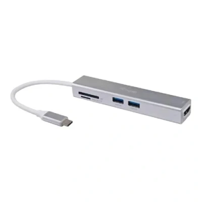 Image of Equip 133480 Adapter USB C / 5 in 1 Multifunctional Adapter/HDMI 2 x USB3.0 SD 4K30Hz 0.15 m/Silver
