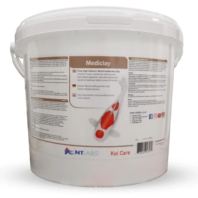 Image of NT Labs Koi Care Mediclay, Pure High Calcium Montmorillonite Clay, Pond Water Clarifier, Stimulates Appetite, Controls buildup of fish waste and bacteria which cause ill health. SIZE 5 Kg