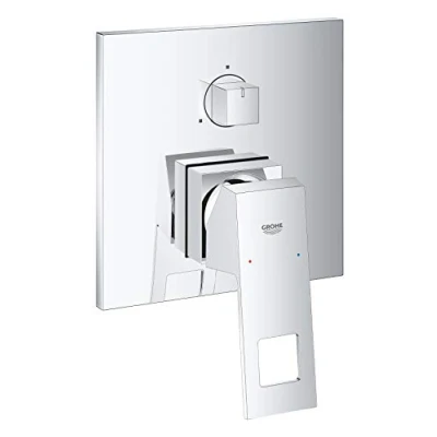 Image of GROHE Eurocube Single Lever Shower/Bath Mixer Trim Set, 3 Way Diverter, Concealed Installation, Chrome, 24094000