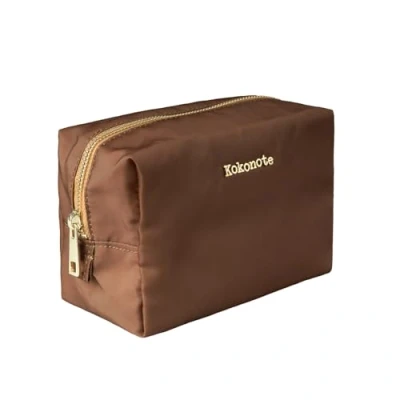 Image of Kokonote Cosmetic Bag Almond Mocha 6.7 x 4.3 3.9 inches 17 11 10 cm Case, Large Pencil Pouch, Travel Toiletry