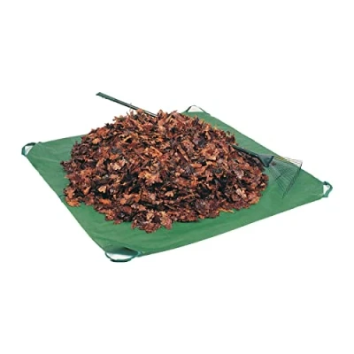 Image of Bosmere Yard Waste Tarp with Corner Handles, 84&quot; x 84&quot;, Polyethylene, Forest Green