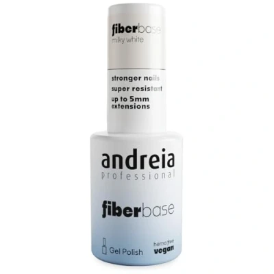 Image of Andreia Professional Fiber Gel Base Coat for Nails of High Viscosity Builder Polish Enriched with Synthetic Fibers Vegan and Hema Free 10.5ml (Milky White, 10.5ml)