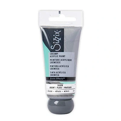 Image of Sizzix Effectz Creamy Metallic Acrylic Paint Silver 60ml, 664561, 60 ml (Pack of 1)