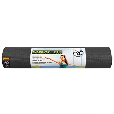 Image of Yoga Mad Warrior II Plus Thick Mat 183cm x 61cm 6mm Non Slip Exercise Perfect for Pilates, Yoga, Stretching, Home Workouts and General Fitness (Graphite), K REY YWARRIORII6 GRA