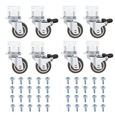 Image of YINETTECH 8PCS 1 inch Swivel Castors L Mounting Plate Caster 4PCS with Brake Without for Furniture Flower Stands Cribs Table Loading Capacity 22lbs Per Wheel