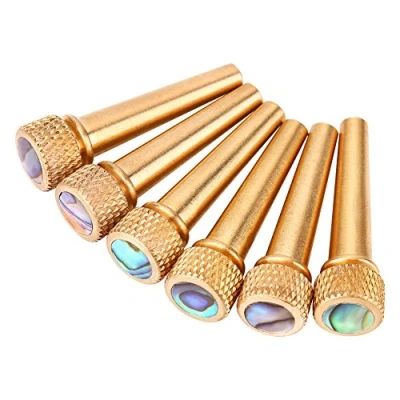 Image of Bridge pins,Brass Pins replacement for Acoustic Guitar,Acoustic Guitar Colour, 6Pcs Brass Bone + Abalone Pin Set Folk