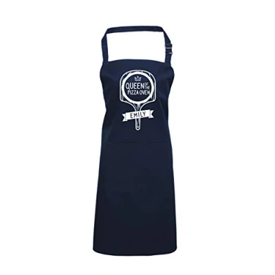 Image of Edward Sinclair Navy Apron QUEEN of the Pizza Oven White Print