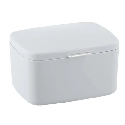 Image of WENKO Barcelona Bathroom Box/Storage Basket with Lid, Completely Unbreakable, 19.5 x 11 16 cm, Anthracite, White, 19,5 cm
