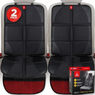 Image of Royal Rascals Car Seat Protector Universal &amp; Isofix Fit Protectors for Child Seats, Anti Slip, Antibacterial Waterproof Baby Cover, Essentials Newborn 2 Pack (Black)