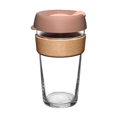 Image of KeepCup Brew Cork Reusable Coffee Cup Tempered Glass and Natural Cork, L 16oz/454ml Frappe