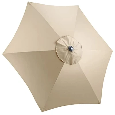 Image of CHRISTOW Replacement Parasol Canopy 2m Hexagonal 6 Arms UV 30+ Protection For Garden Umbrella (Taupe Fabric)
