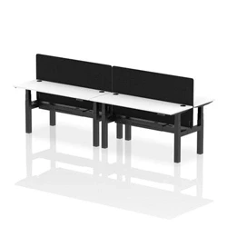 Image of Air B2B 1600x600mm Adjustable 4P Bench Desk CP White/Black + Screen