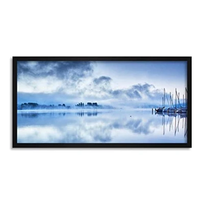 Image of Wee Blue Coo Misty Lake Reflection Symmetry Long Panel Framed Wall Art Print