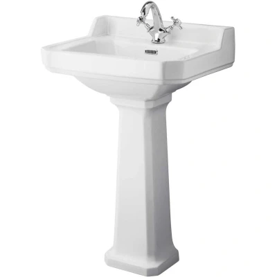 Image of Hudson Reed Richmond Basin and Comfort Height Full Pedestal 560mm Wide 1 Tap Hole