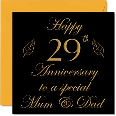 Image of Special 29th Anniversary Card for Dad Mum Parents &amp; Happy 29 Wedding Cards from Son Daughter Family, 145mm x Greeting Twenty Ninth Anniversaries