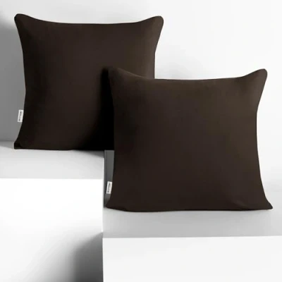 Image of DecoKing 2 x Pillowcases 80 cm Jersey Cotton Zip Brown Amber