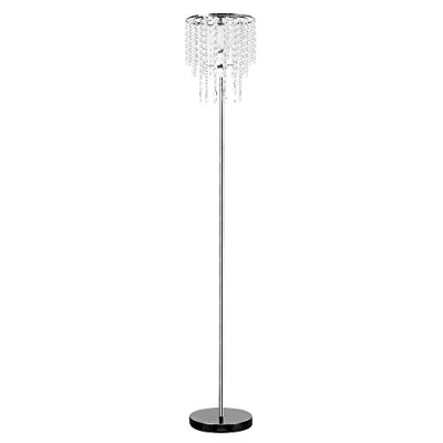 Image of MiniSun Modern Decorative Polished Chrome and Clear Acrylic Droplet Floor Lamp