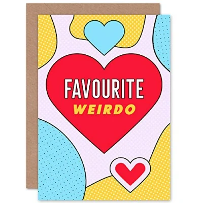 Image of Wee Blue Coo Pop Art Love Favourite Weirdo Heart Sealed Greeting Card Plus Envelope Blank inside