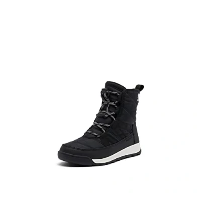 Image of Sorel Kids WHITNEY II SHORT LACE WATERPROOF Unisex Casual Winter Boots, Black (Black) Youth, 2 UK