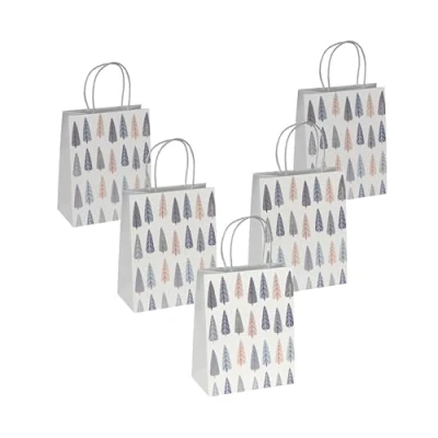 Image of SIGEL GT122 Medium Premium Paper Gift Bags, Set of 5, 18 x 23 cm, White, Blue, Gold, Bags Christmas