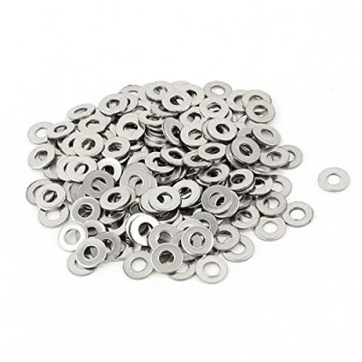 Image of uxcell a15090700ux0160 200pcs 304 Stainless Steel M3 Flat Washers Spacers Gasket Silver Tone (Pack of 200)