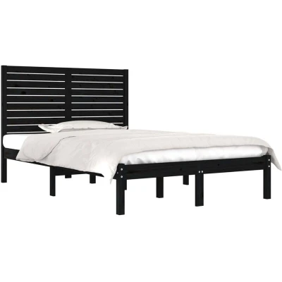 Image of vidaXL Bed Frame without Mattress Black 140x190 cm Solid Wood
