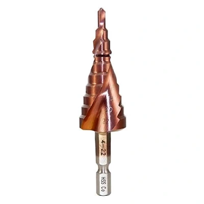 Image of Meichoon Drill 4 22mm, M35 HSS Co Step Bit Spiral Groove Hex Shank Multi functional Drilling Tool Cobalt Counterbore Hole Cutter Cutting Enlarge Metal Sheet PCV Woodworking DC1603