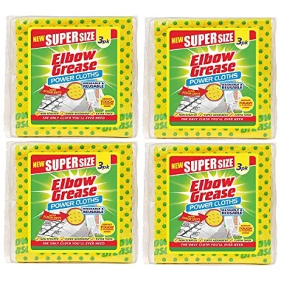 Image of Elbow Grease Power Cloths 3 Pack Super Absorbent Extra Thick With Scrub Dots (4 Packs / 12 Cloths)