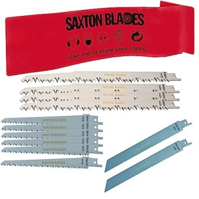 Image of RPR12MXA Saxton 12 Blade Reciprocating Sabre Saw Combo Wood &amp; Metal fits Bosch Dewalt Makita