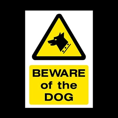 Image of Beware of the dog Sticker/Self Adhesive Sign Fouling/Dog Area/Clean it up/Security Guard Dogs (MISC60)