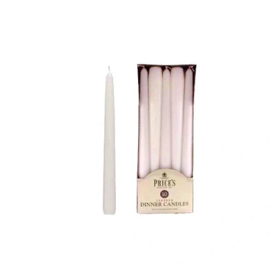 Image of Price&#039;s Candles White Dinner 10 Pack Unscented Slow Burning Multi Purpose Smokeless