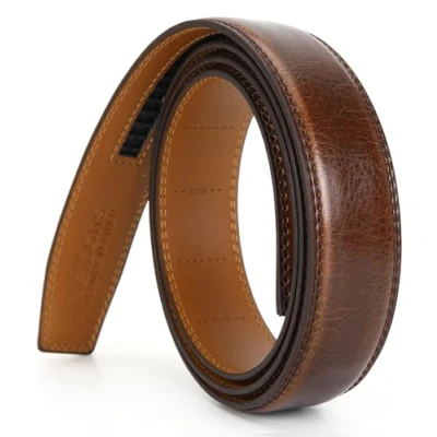 Image of Nelbons Men&#039;s Leather Ratchet Belt Strap Only 35mm 1 3/8,Leather without Buckle…(B Brown 2,130CM/UP TO Waist:44&#039;&#039;)