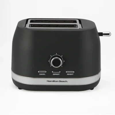 Image of Hamilton Beach Ella 2 Slice Toaster, Wide Slots, 7 Variable Browning Levels, Defrost, Cancel &amp; Reheat Settings, Removable Crumb Tray, Integrated Cord Storage, 800W HBT1322MCH, Matte Charcoal