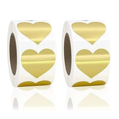 Image of 1000 Pieces Gold Heart Stickers for Decorative Self Adhesive 25 mm Sticky Lables Crafts Gift Bag Envelop Present Boxs Scrapbooking